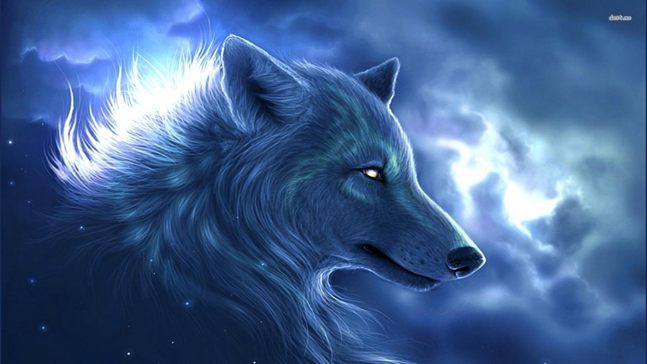 Lupo blu con fiamme, 1125x843 HD, Desktop