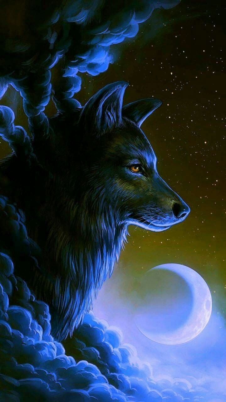 Lupi fantasy fuoco e luna, 2880x1800 2K+, Desktop