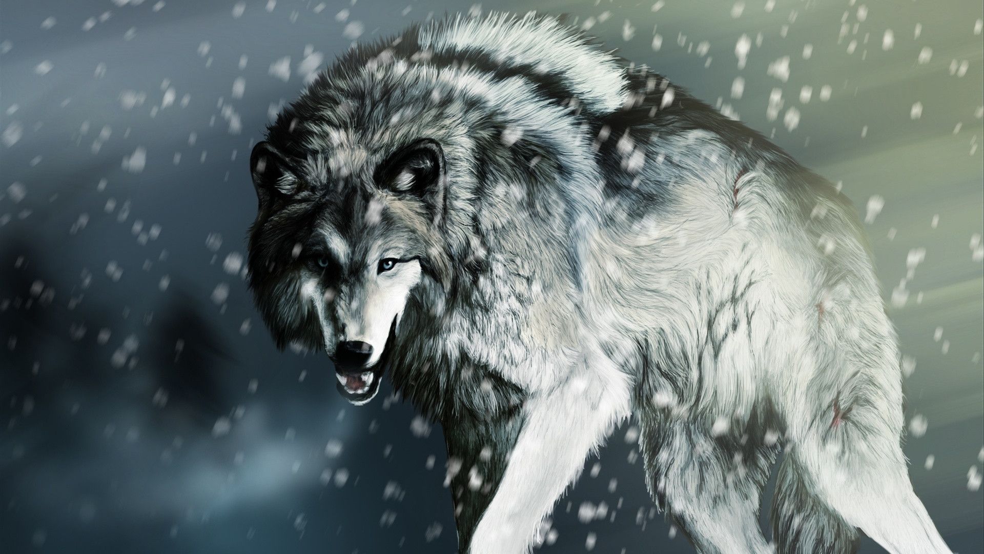 Lupo bianco mistico tra nuvole, 1920x1200 WUXGA, Desktop