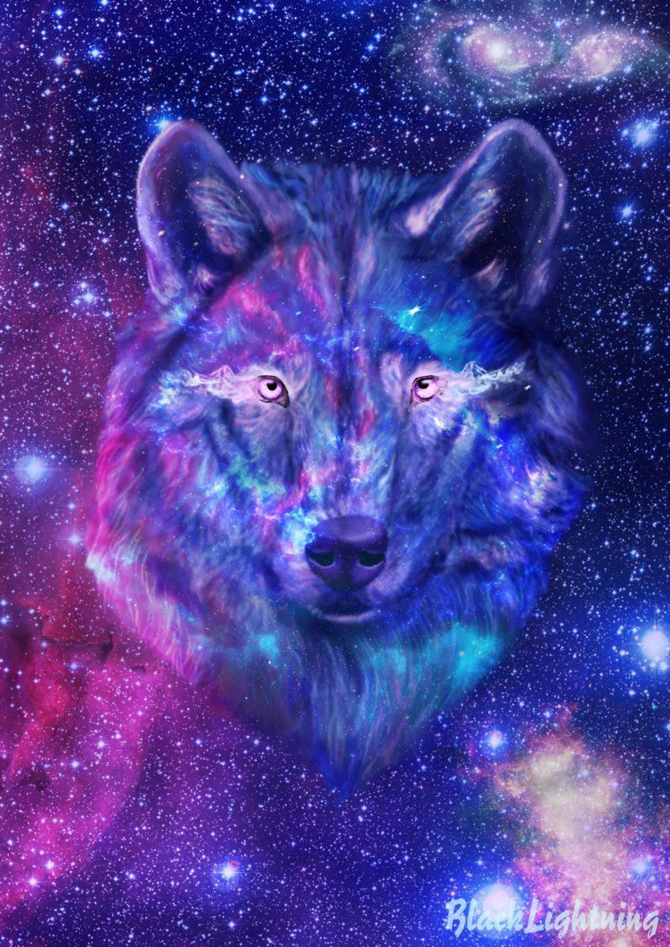 Lupo galattico colorato stelle, 752x1063 Verticale, Telefono