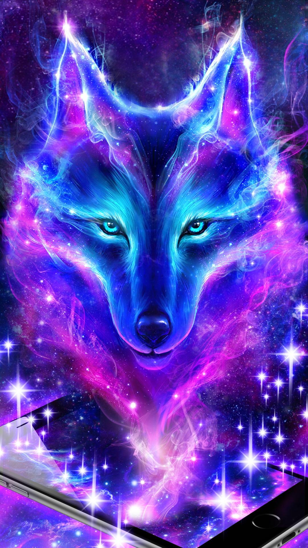 Lupo galattico blu viola, 1080x1920 Full HD Verticale, Smartphone