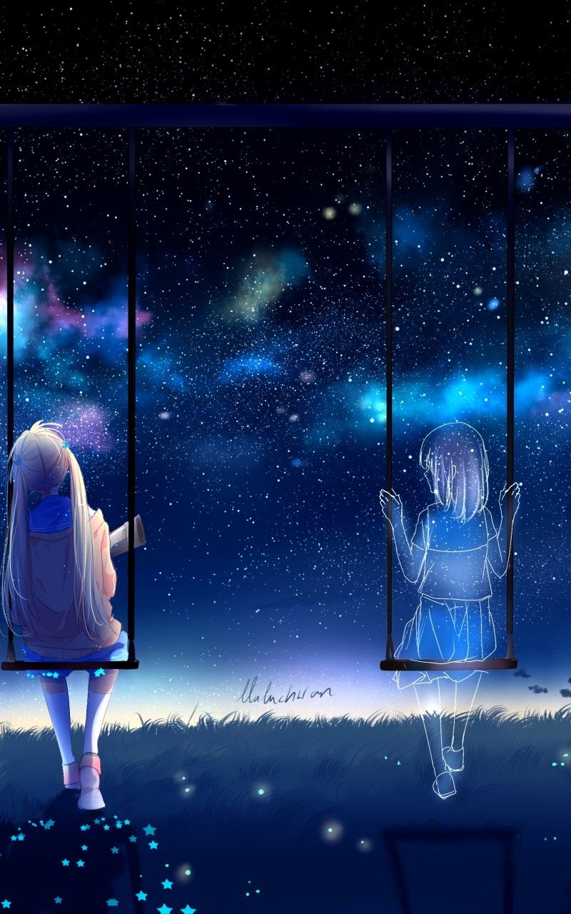 Ragazze anime altalene galassia, 800x1280 Full HD Verticale, iPhone