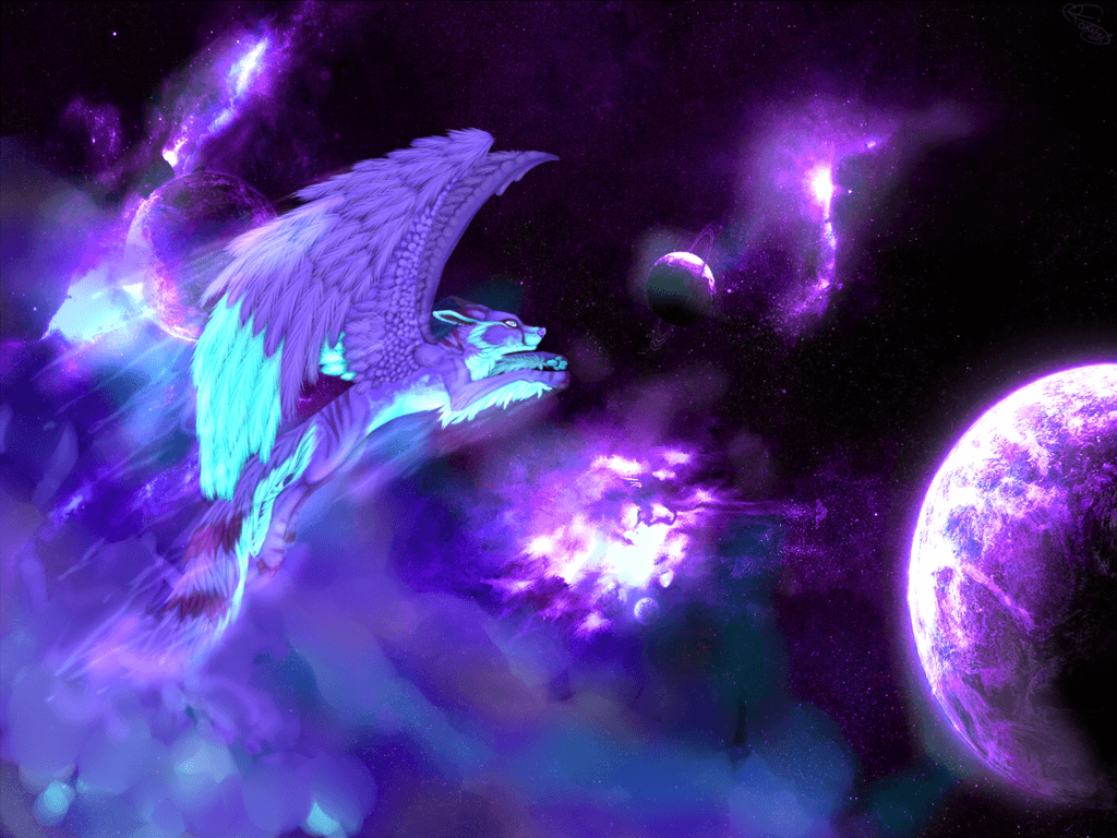 Lupo galattico viola alato, 1024x768 HD, PC