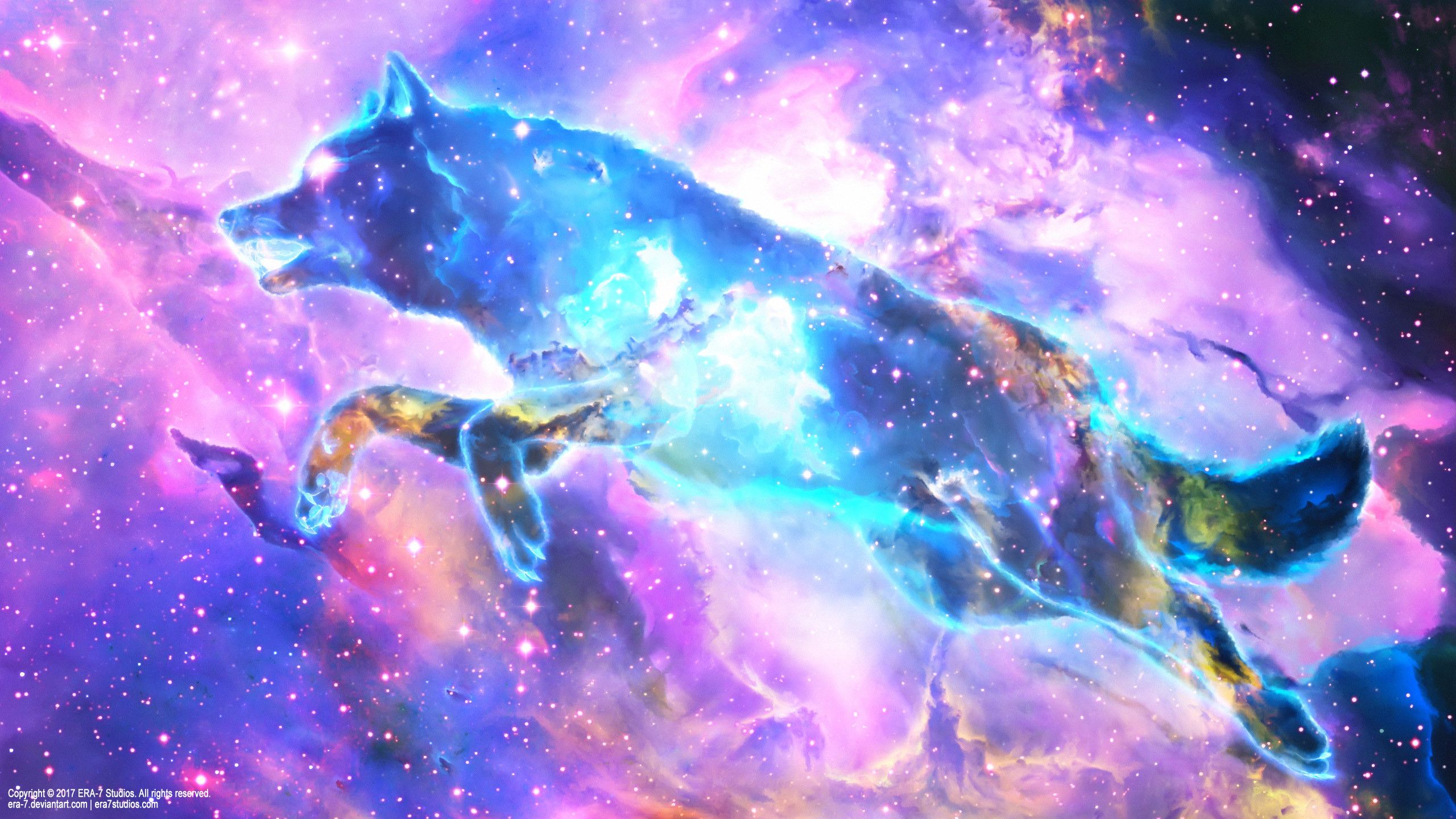 Lupo galassia rosa blu, 2662x1497 1440p, Desktop