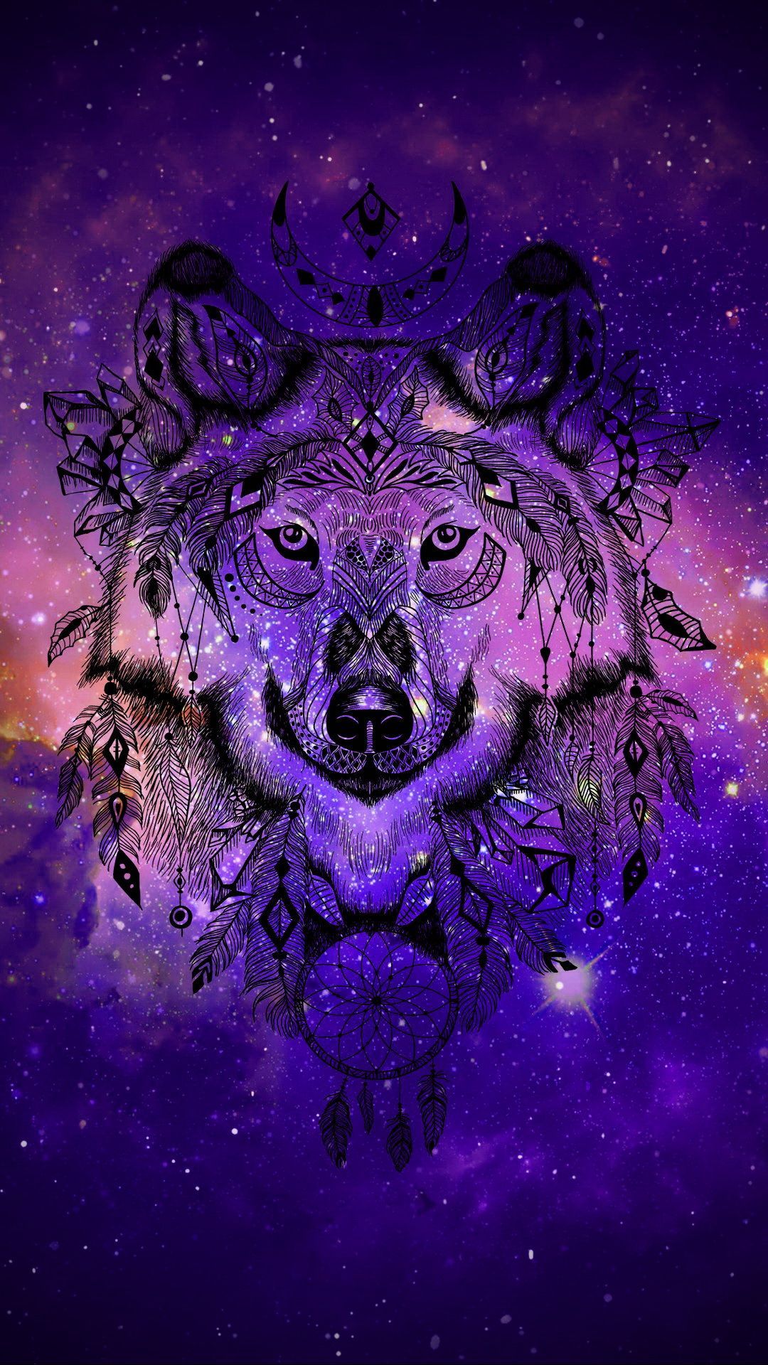 Lupo galassia viola, 1080x1920 Verticale, Mobile