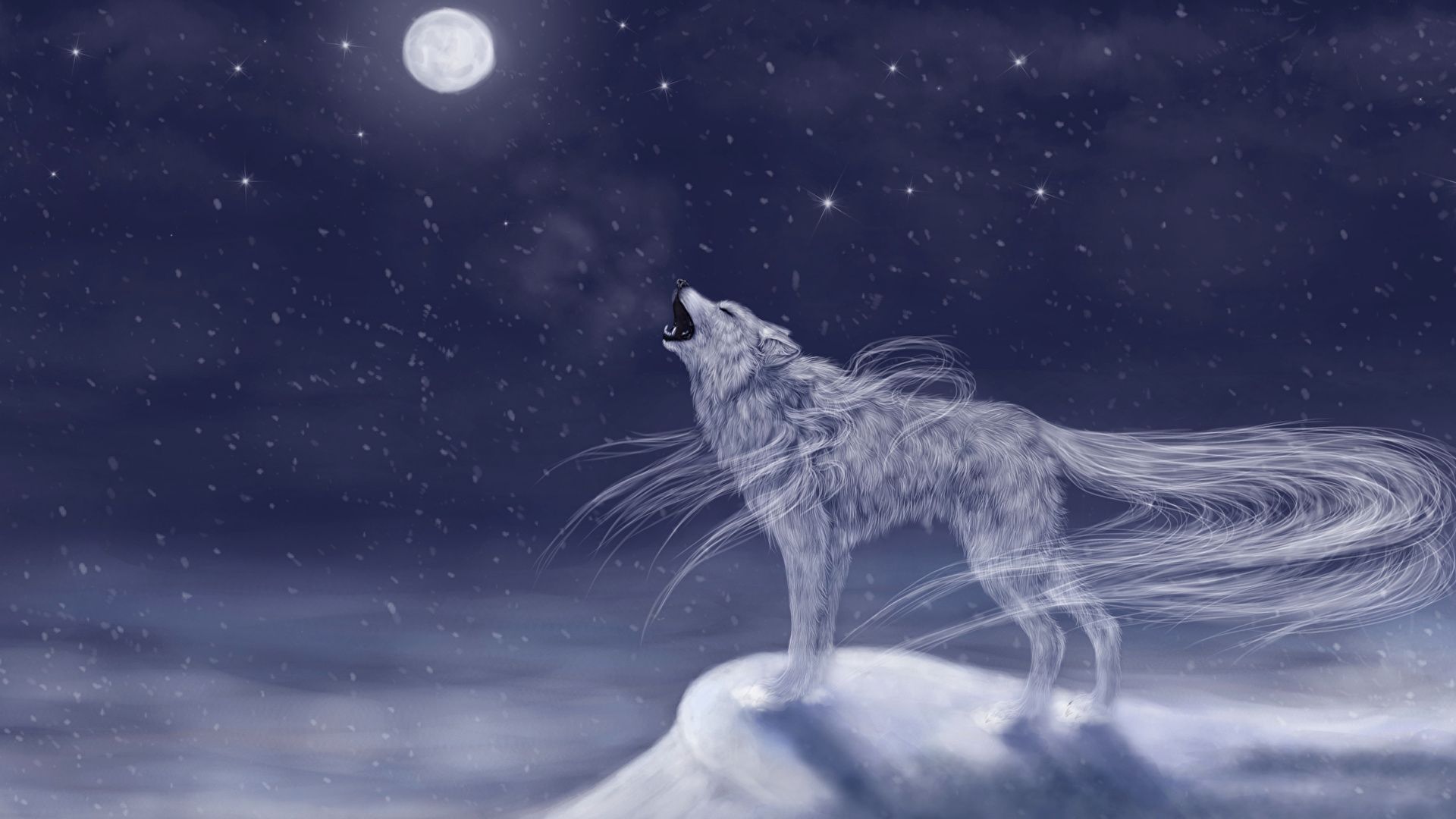 Lupo magico che ulula alla luna, 1920x1080 1080p, Desktop