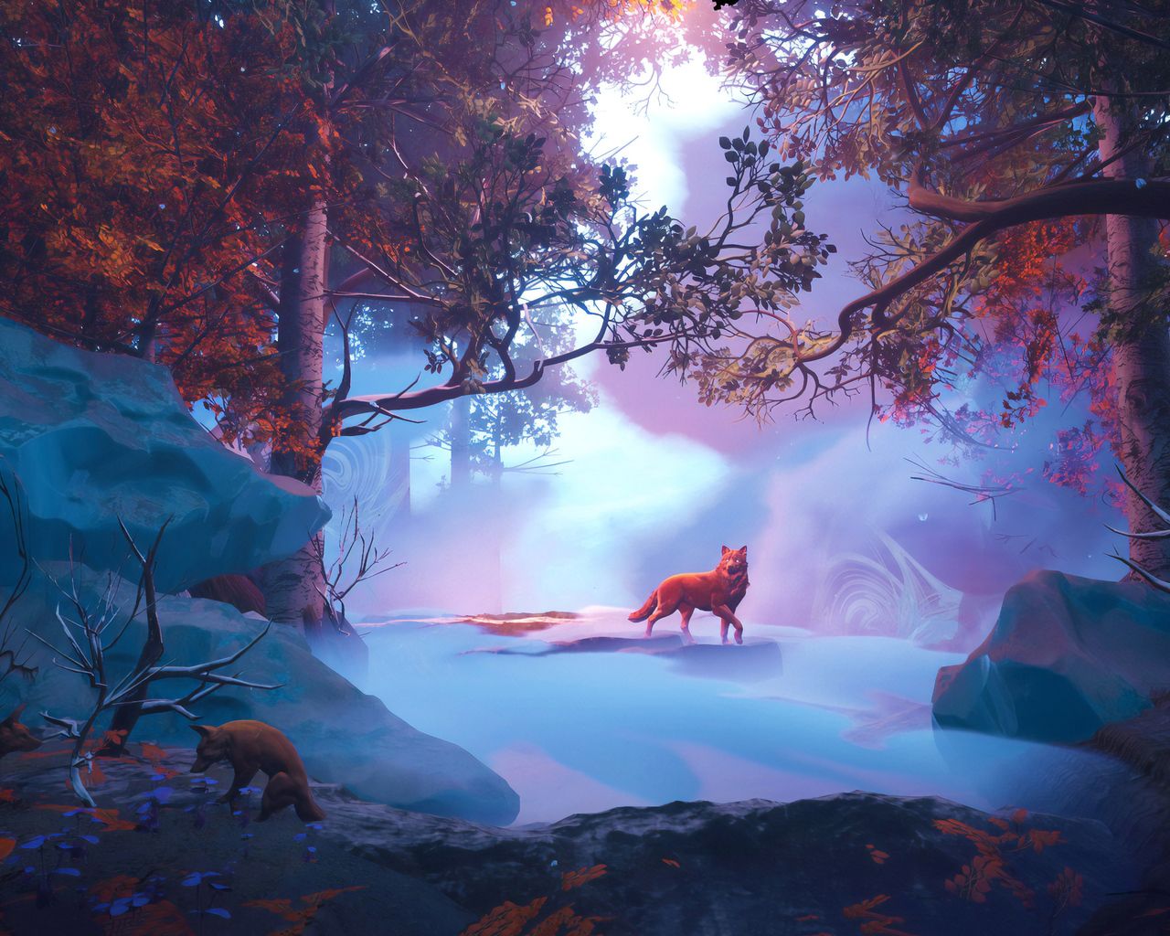 Lupo rosso in bosco magico, 1280x1024 720p, Acer Nitro