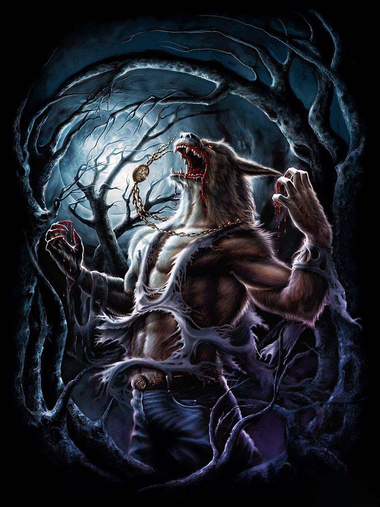 Lupo mannaro ruggente notturno, 768x1024 Full HD Verticale, Smartphone