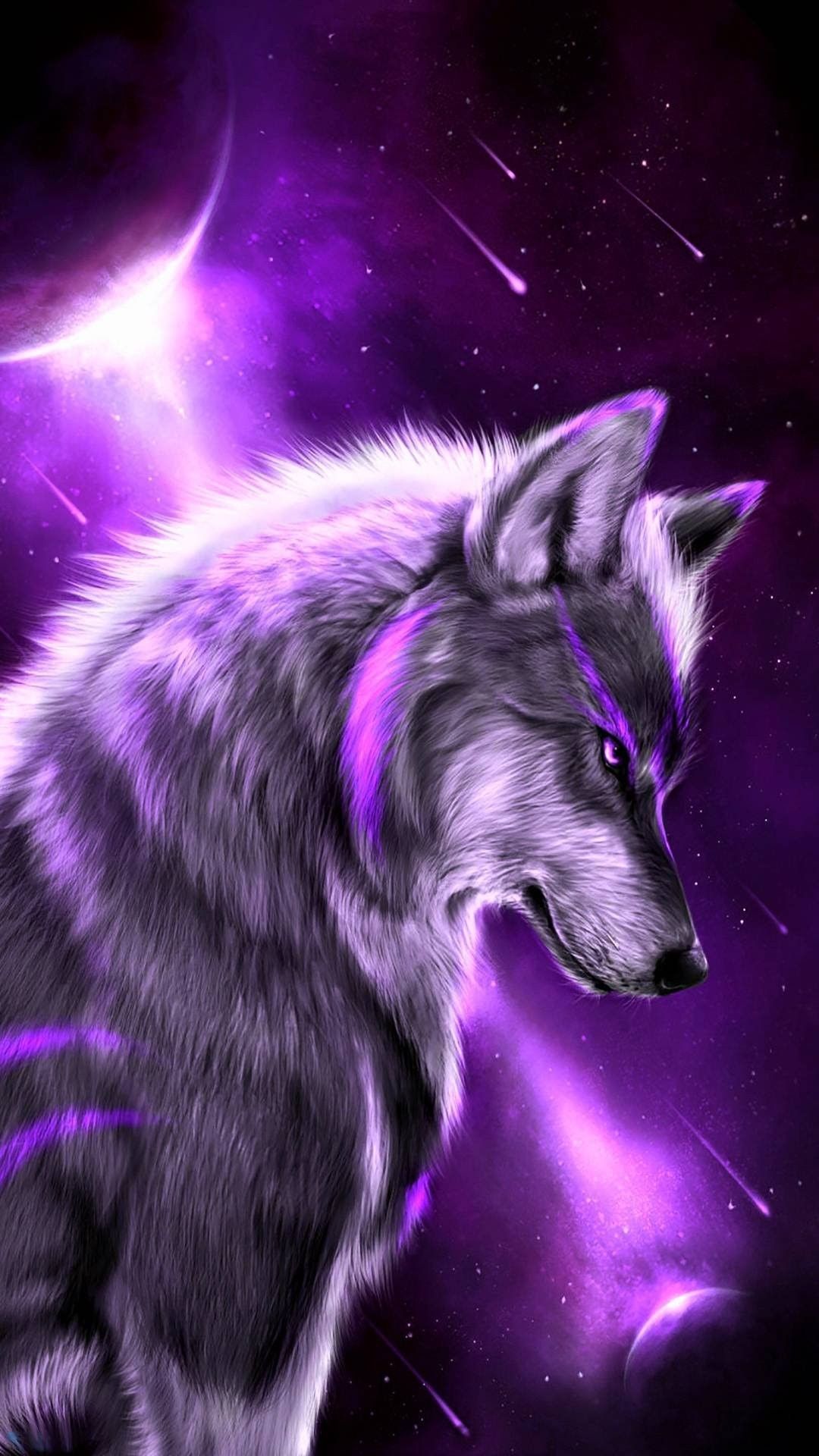 Lupo viola disegno artistico, 1080x1920 Full HD Verticale, Samsung Galaxy