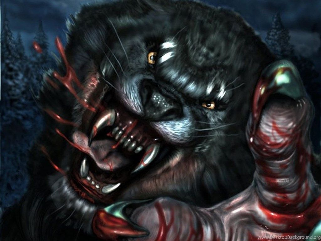 Lupo mannaro sanguinante ringhiante, 1024x768 HD, iMac