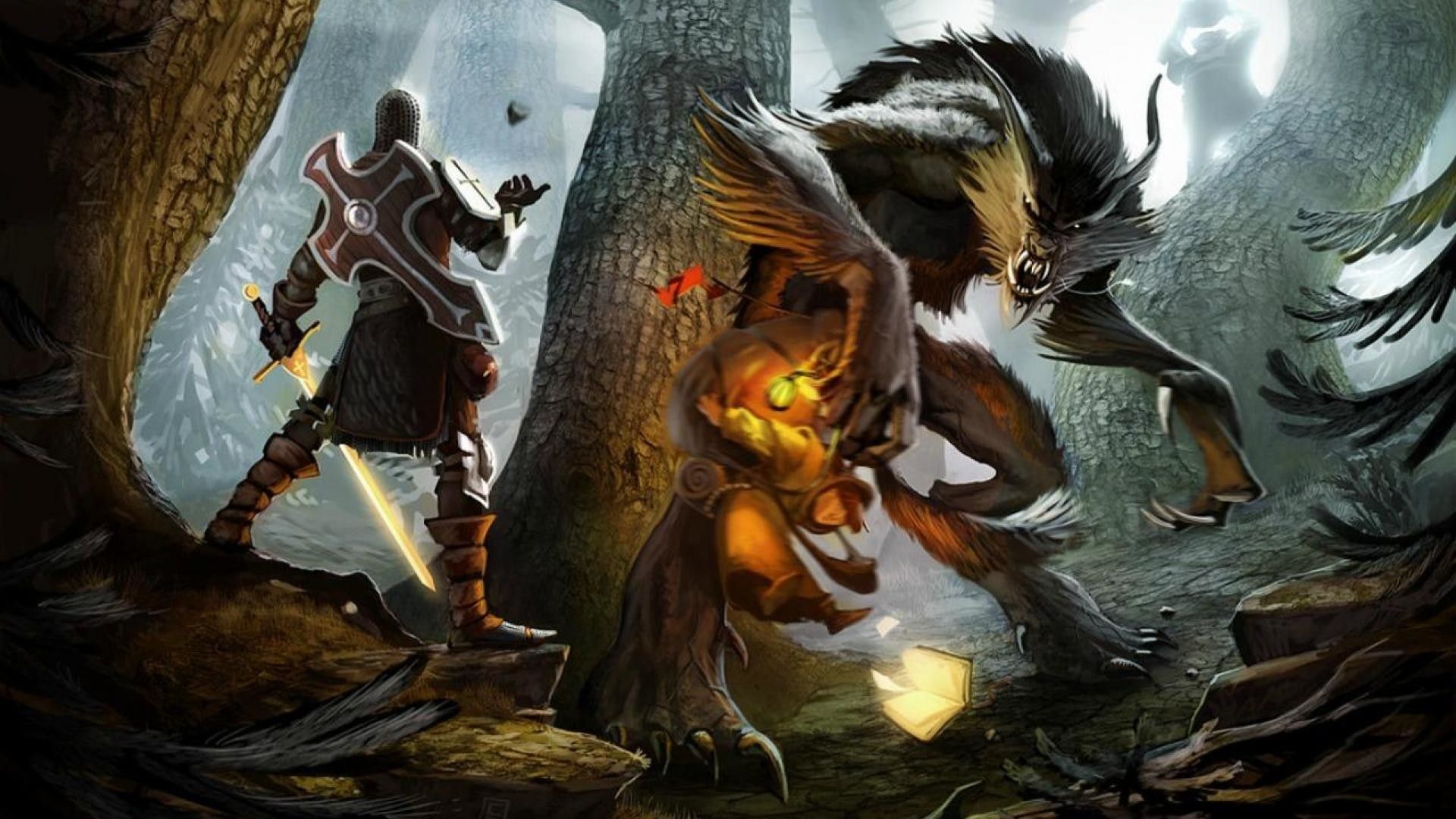 Lupo mannaro combattimento nella foresta, 1920x1080 1080p, Laptop