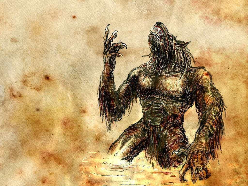Lupo mannaro disegno seppia, 1024x768 HD, Laptop