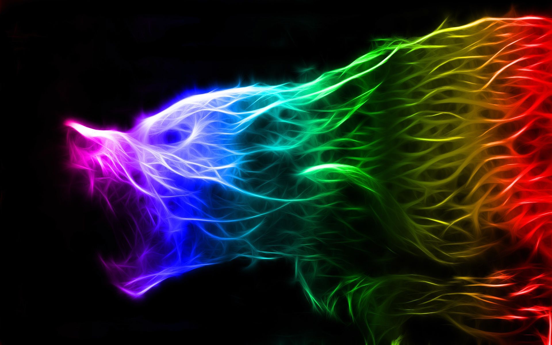 Lupo neon arcobaleno frattale, 1920x1200 Full HD+, Laptop