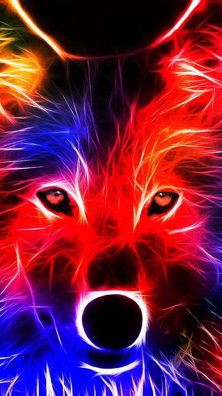 Lupo neon multicolore, 720x1280 Full HD Verticale, iPhone