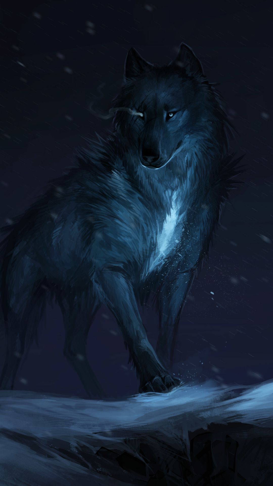 Lupo blu nella neve, 1080x1920 Full HD Verticale, Smartphone