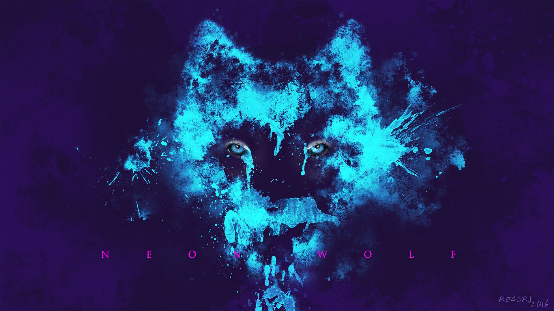 Lupo neon blu astratto, 1920x1080 Full HD 1080p, PC Desktop