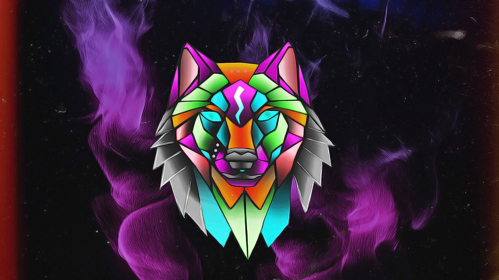 Lupo con fiamme neon blu, 1024x768 HD, Laptop