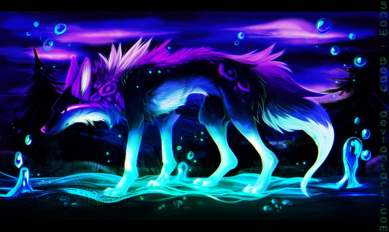 Lupo neon blu viola, 1280x763 720p, PC