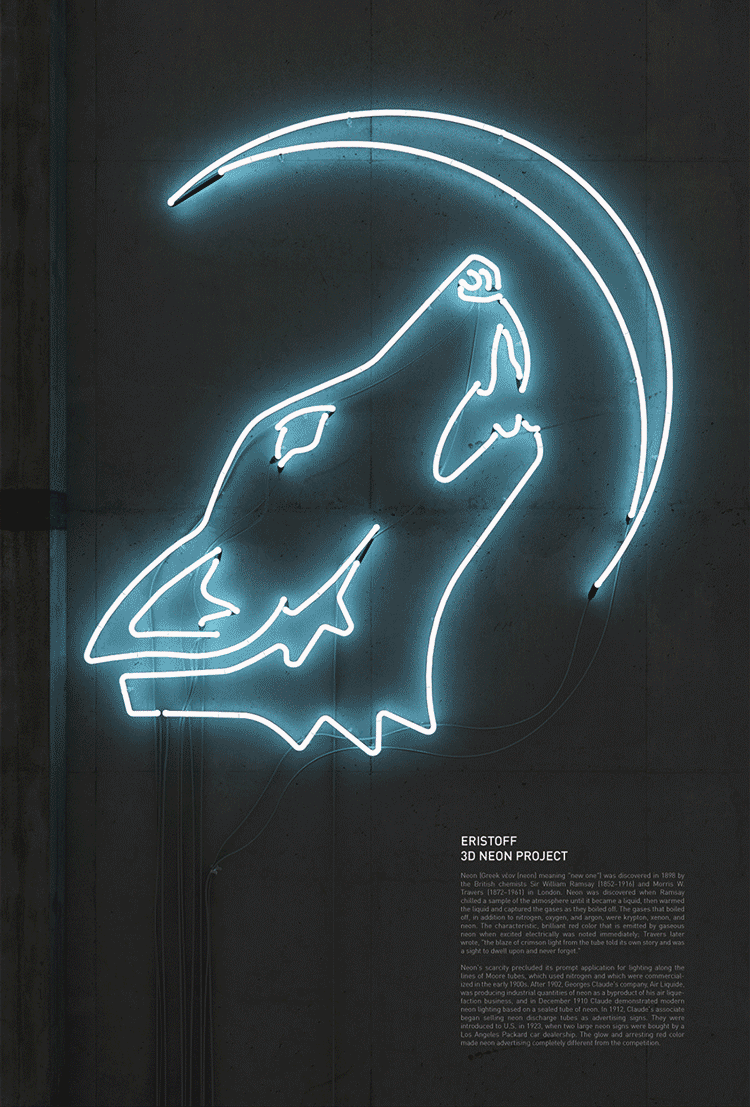 Lupo bianco neon fantasy, 1080x1920 Verticale, Mobile