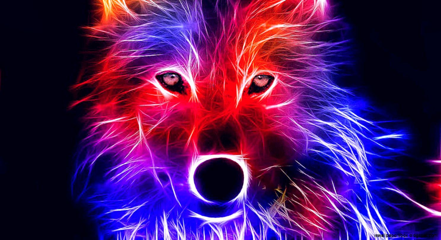Lupo neon multicolore, 1488x810 720p, Laptop