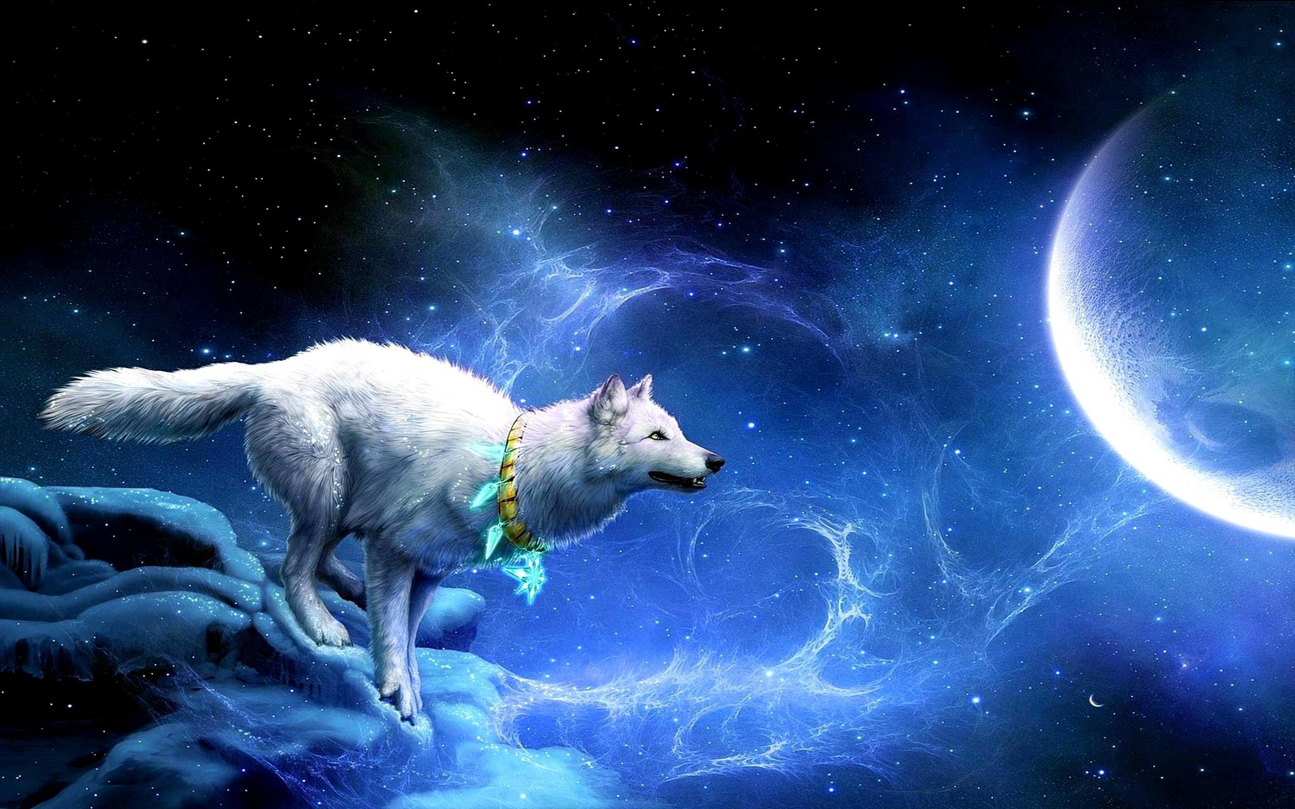 Lupo neon nello spazio, 1280x800 HD, Desktop