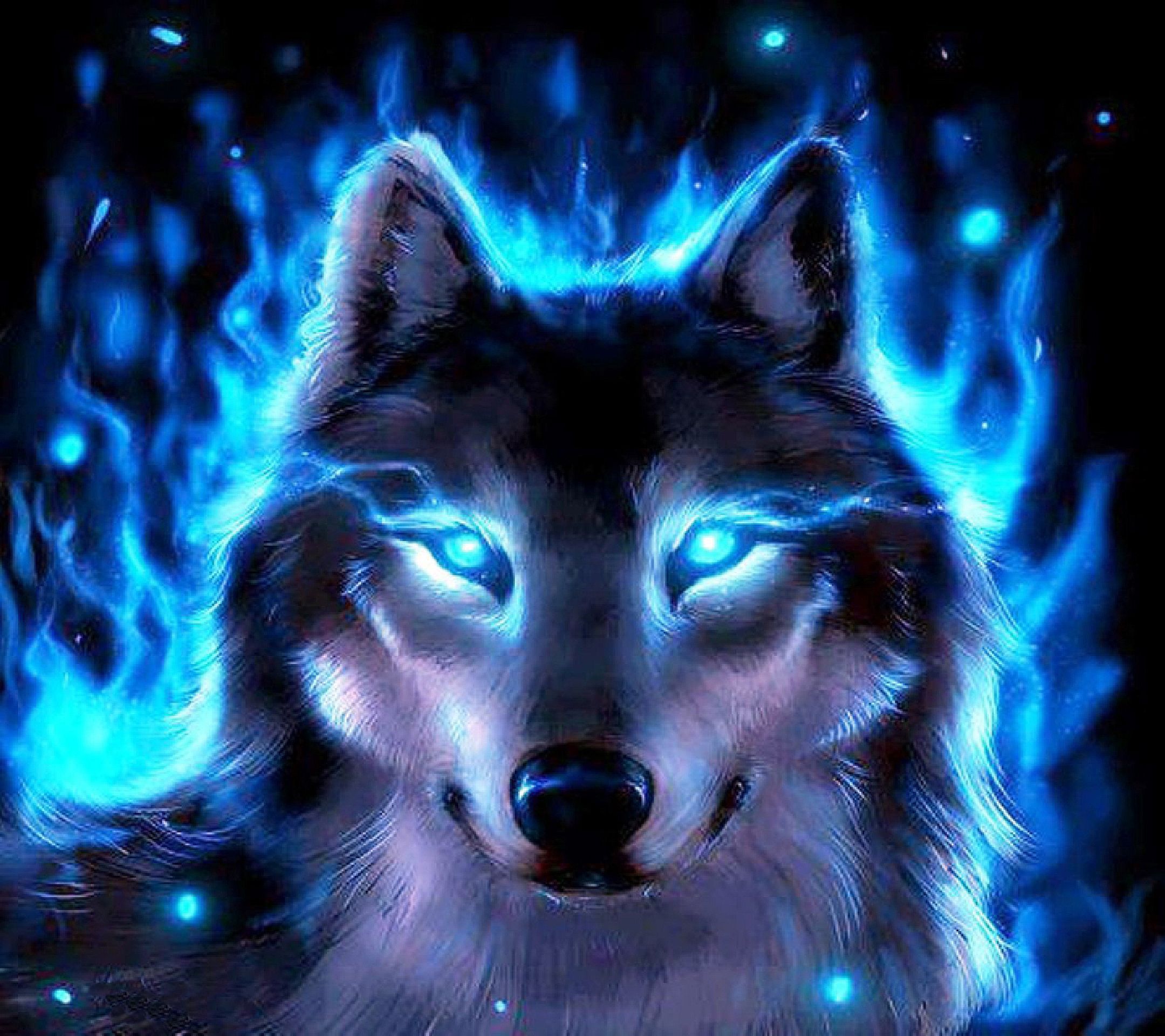 Lupo occhi blu neon, 2160x1920 2K, PC Desktop