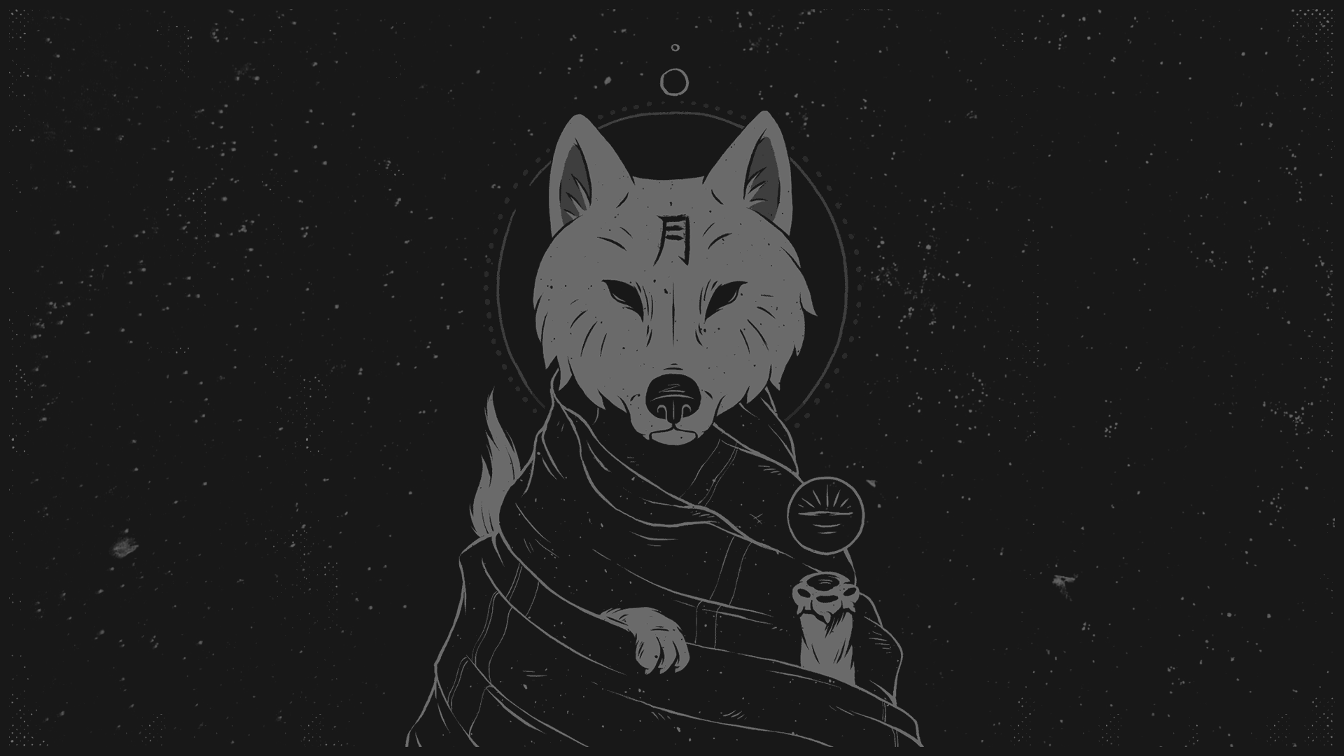 Lupo disegnato sfondo scuro, 1920x1080 Full HD, Laptop