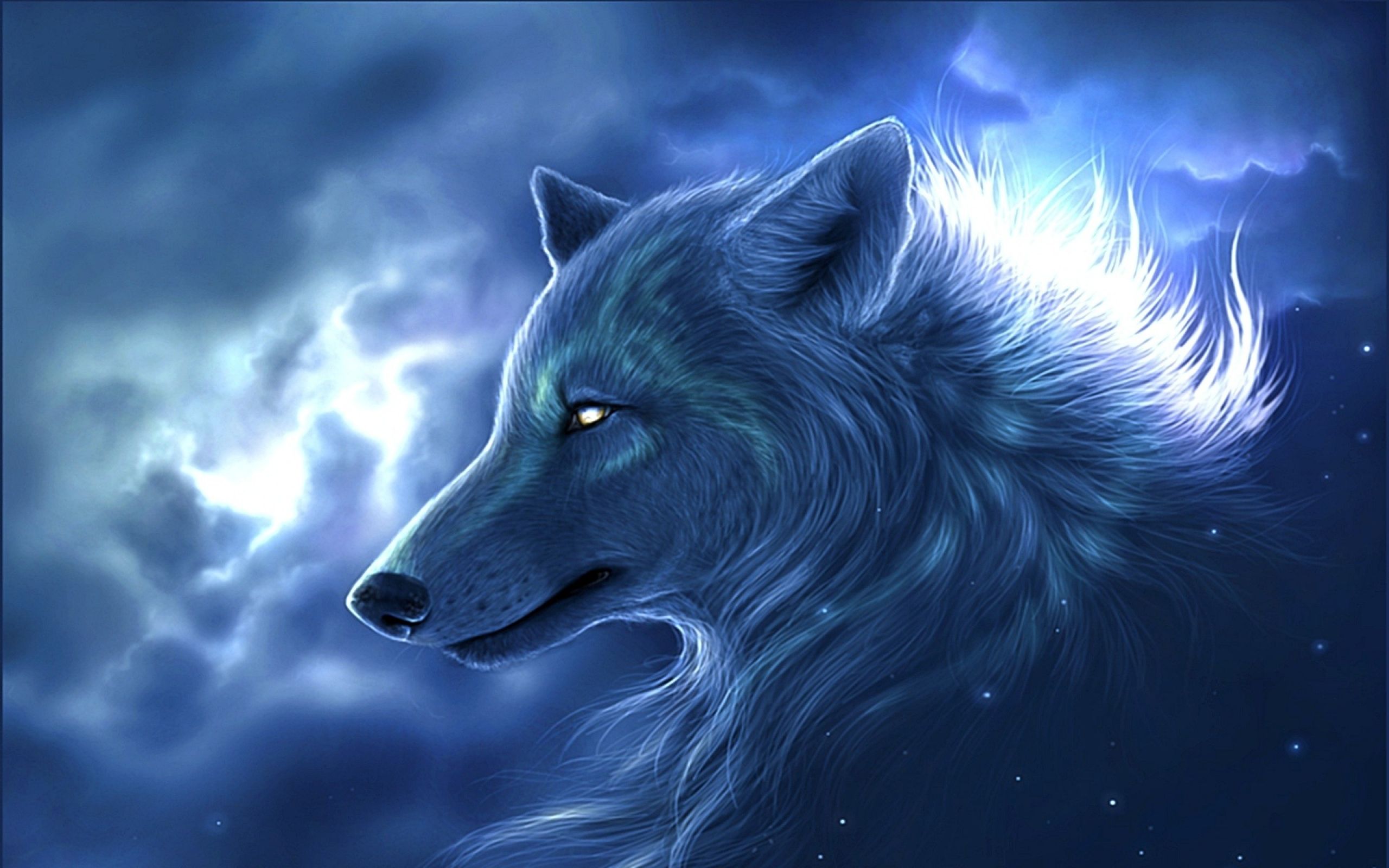 Lupo fantasy blu luminoso, 2560x1600 WQXGA, Laptop