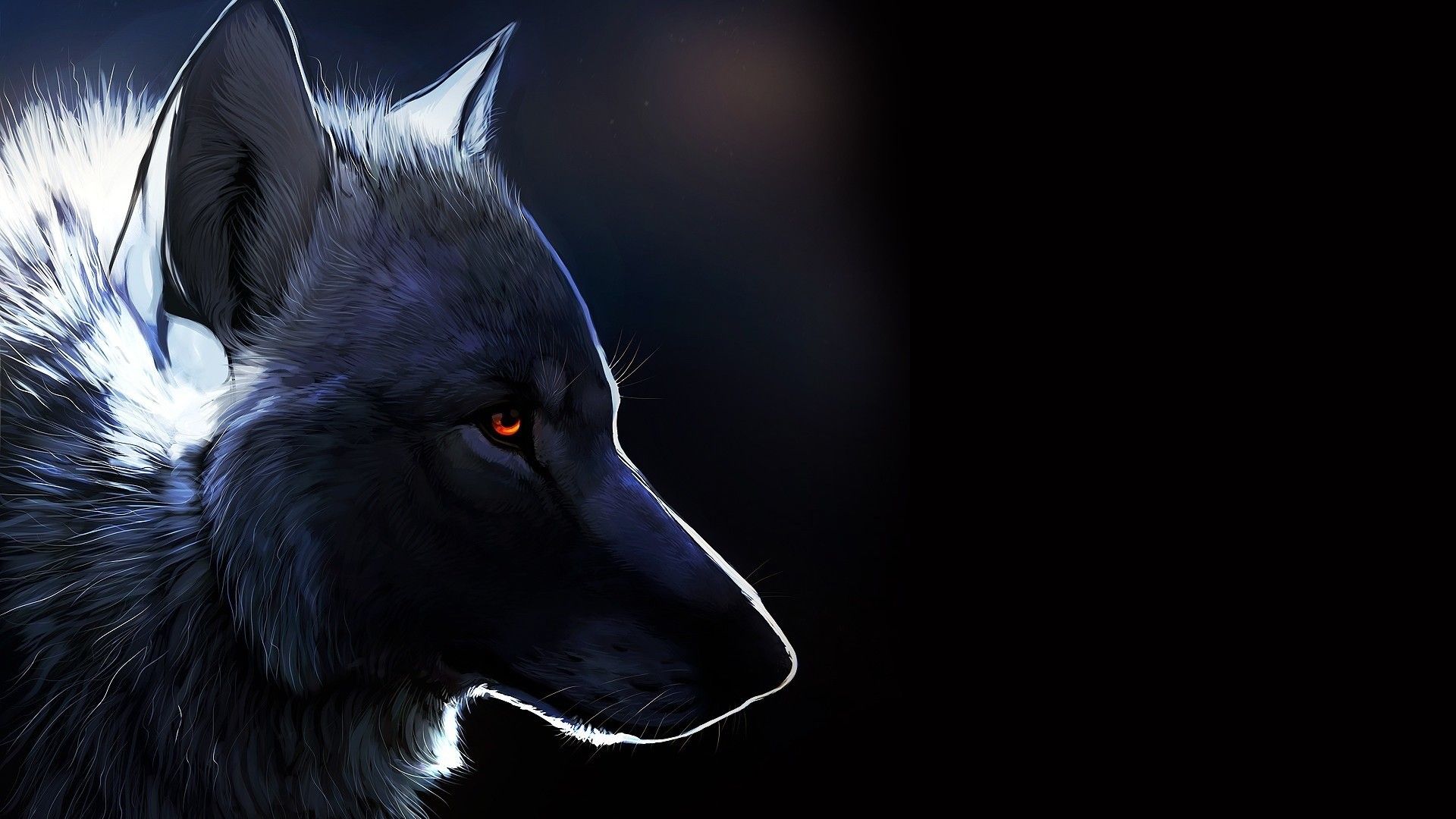 Lupo profilo occhi rossi, 1920x1080 Full HD, PC Desktop