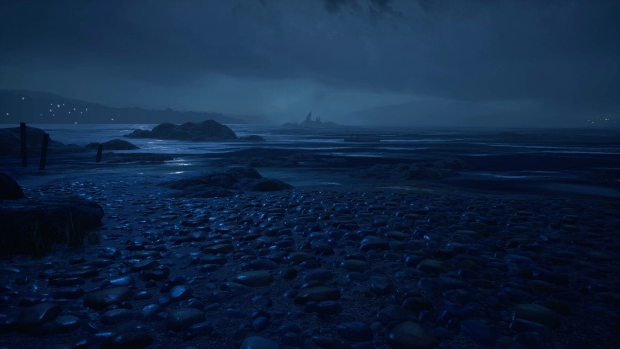 Spiaggia notturna scura blu, 1280x720 HD, Desktop