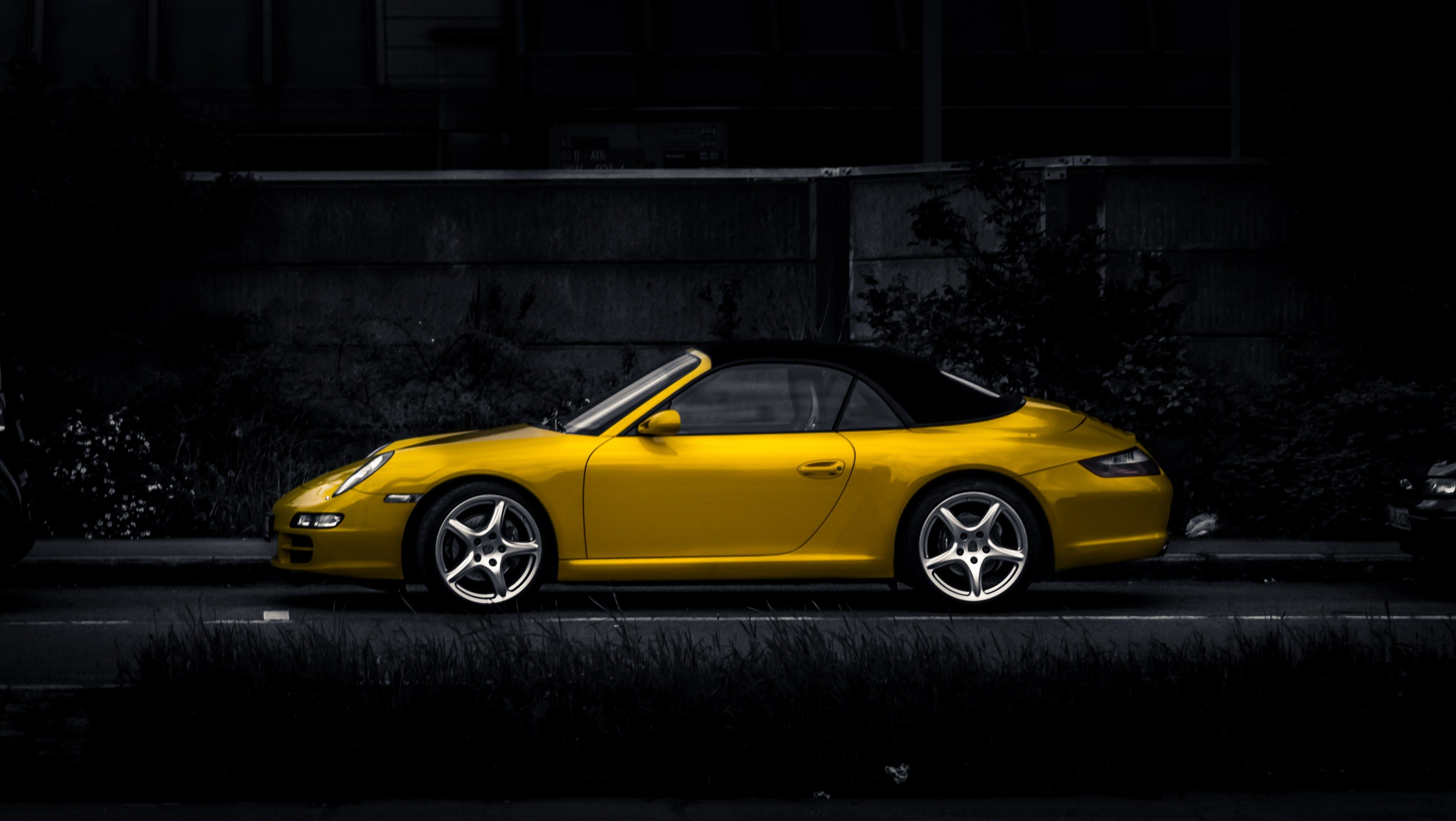 Porsche 911 gialla cabrio, 3840x2165 Ultra HD, Monitor 4K