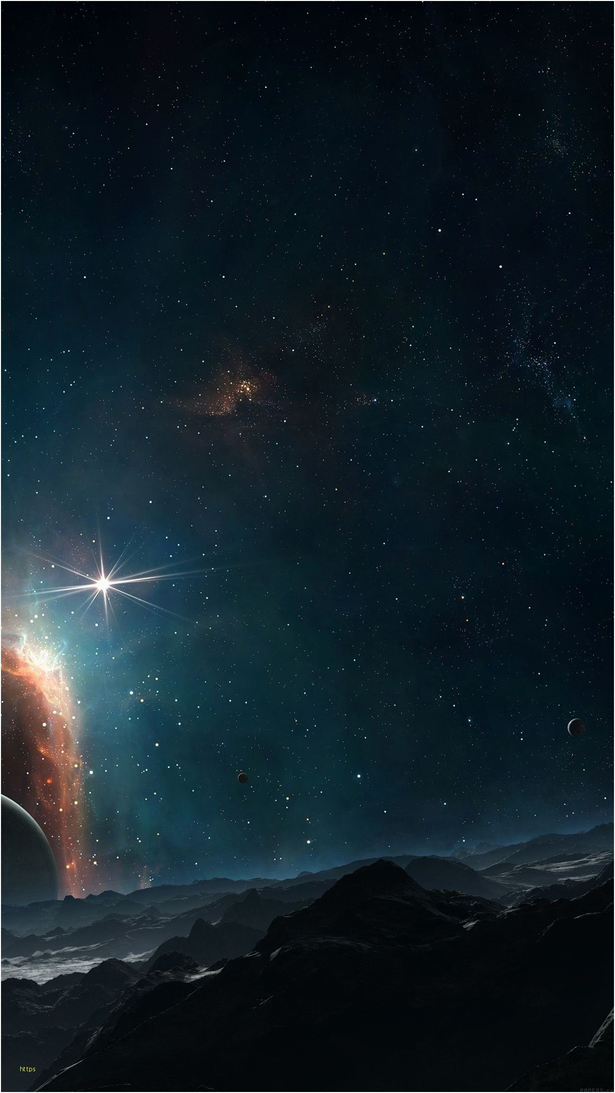 Nebulosa scura con montagne, 1242x2208 Verticale, Mobile