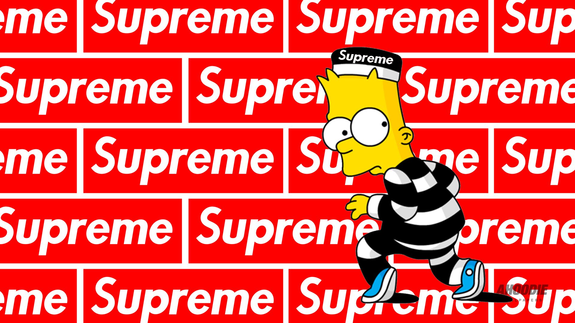 Bart Simpson logo Supreme, 1920x1080 Full HD, Monitor Gaming