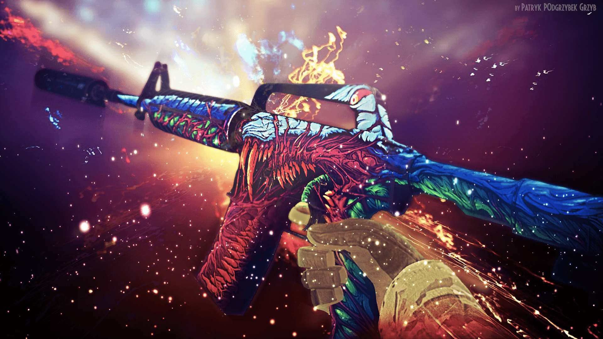 M4A1 Hyperbeast skin colorata, Counter-Strike, 1920x1080 1080p, Desktop