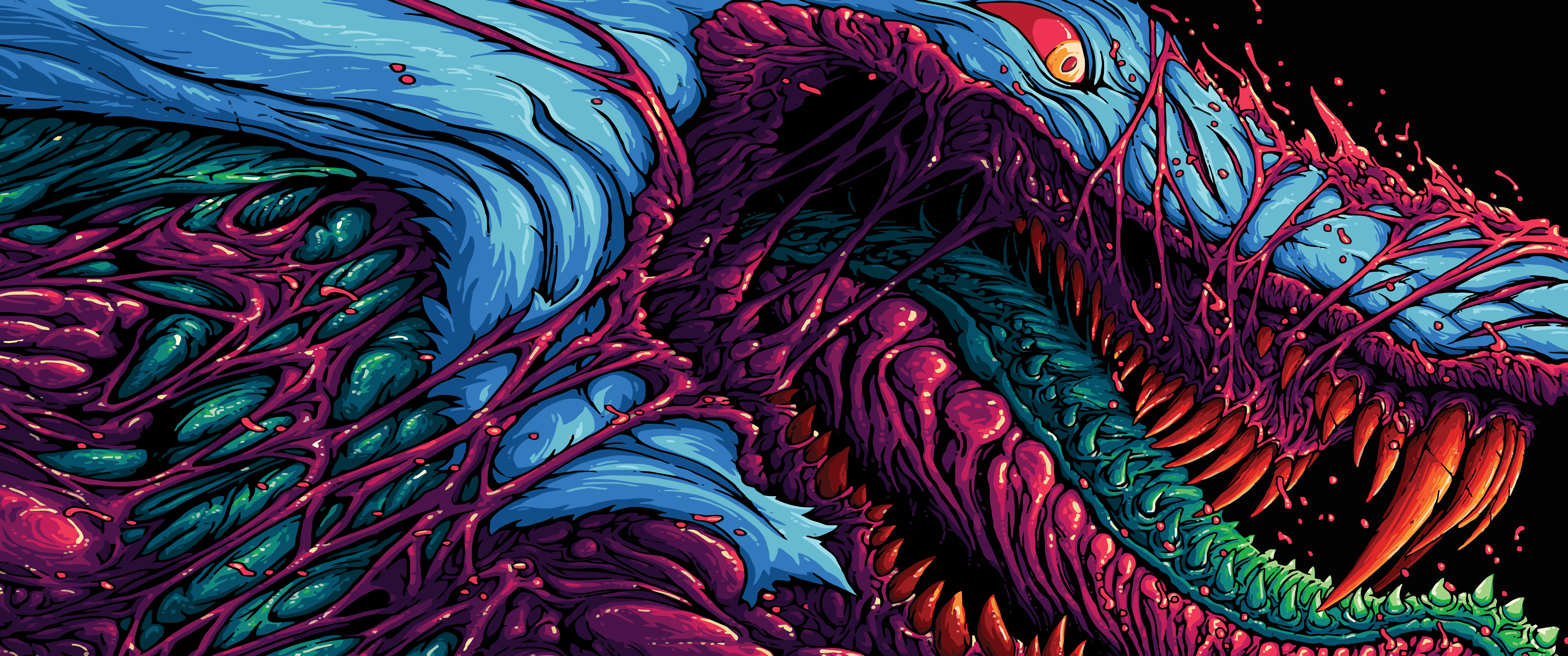 Mostro Hyperbeast viola blu, 3440x1440 Panoramico, Dual Screen