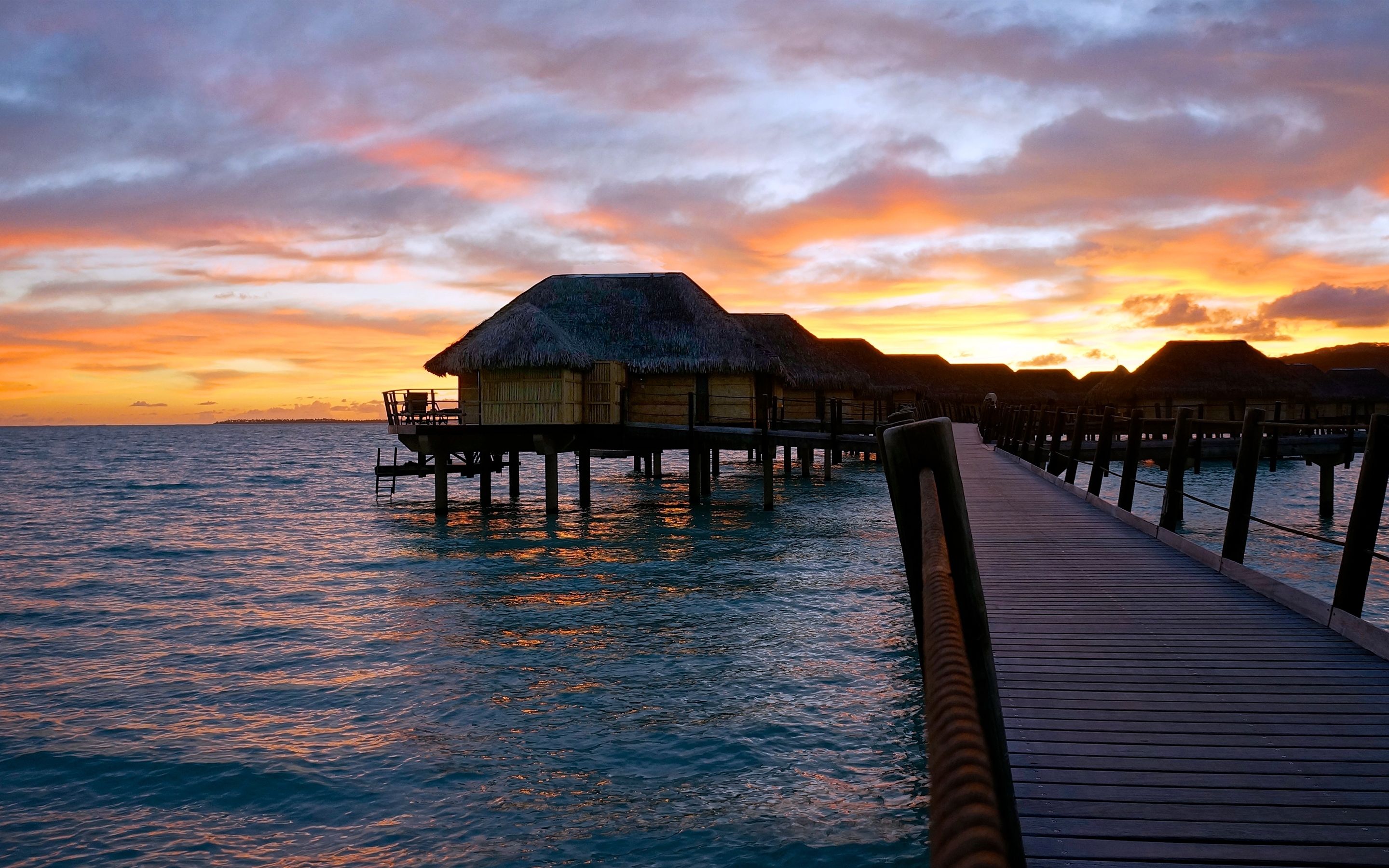Bungalow tramonto tropicale mare, 2880x1800 WQXGA, Mac