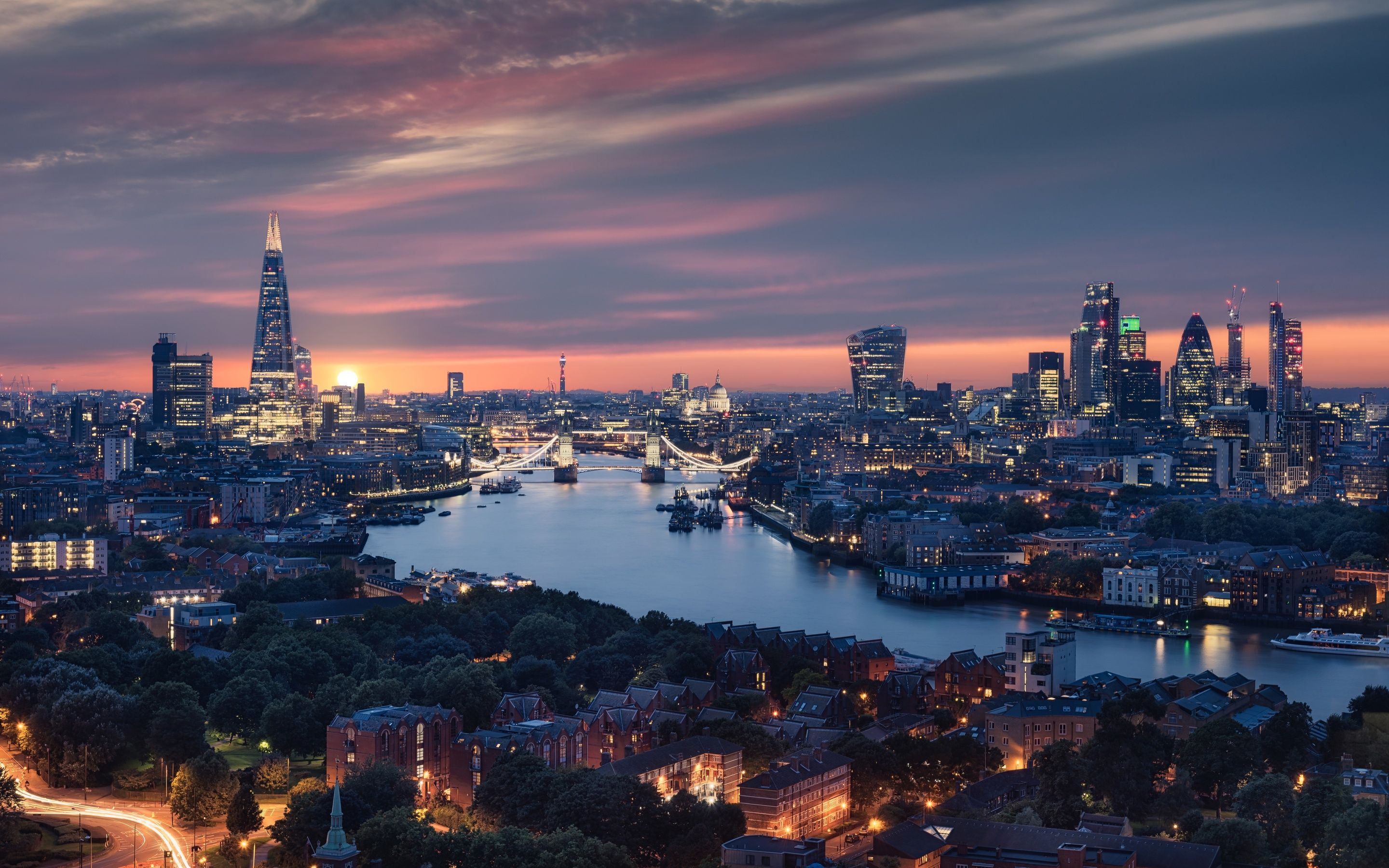 Londra skyline al tramonto, 2880x1800 2K+, MacBook Pro