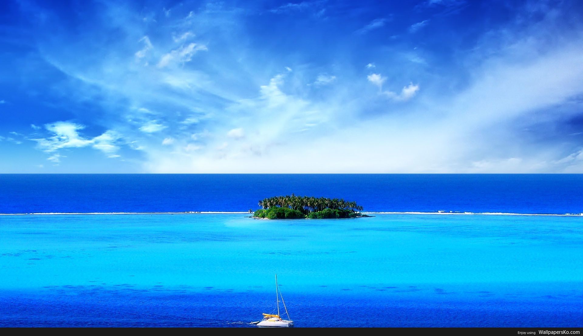 Isola tropicale con barca a vela, 1920x1108 Full HD 1080p, MacBook Air