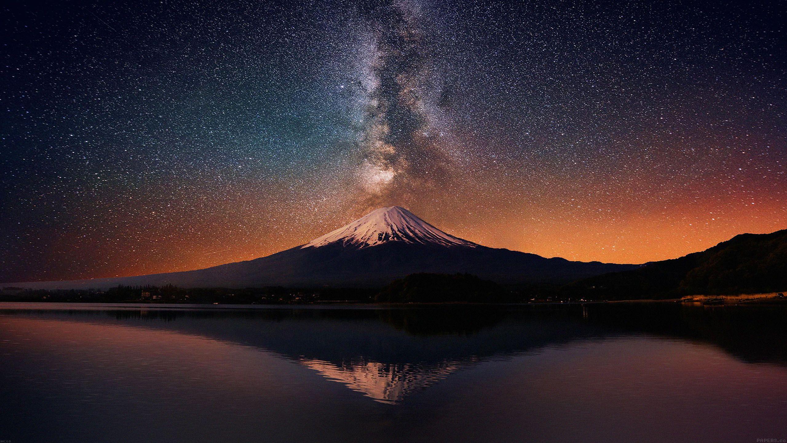 Monte Fuji via lattea notte, Giappone, 2560x1440 QHD, MacBook Air