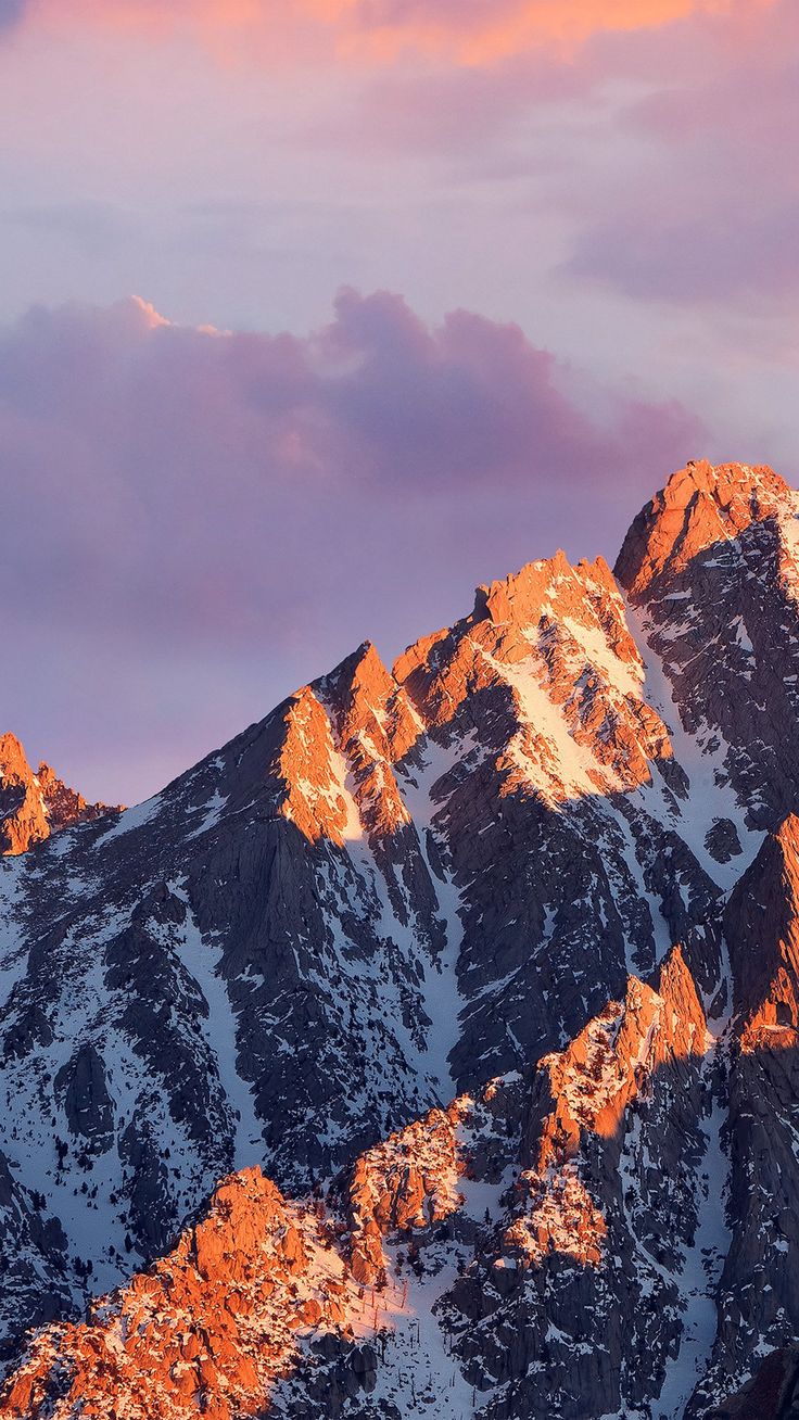 Montagna innevata al tramonto, 736x1308 Full HD Verticale, iPhone