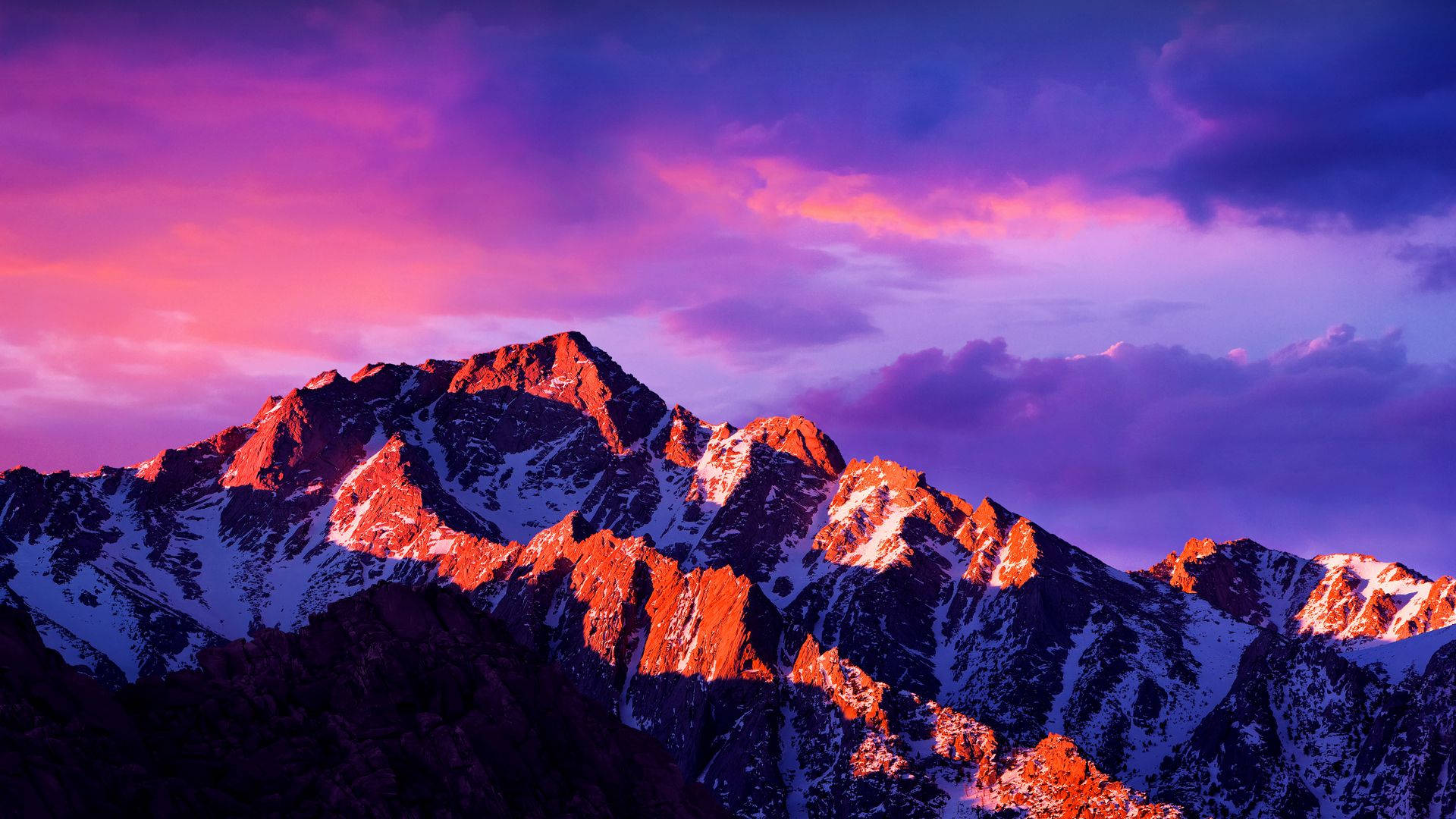 Montagne al tramonto viola, 1920x1080 1080p, Mac