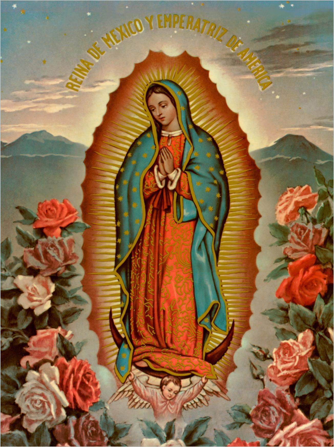 Madonna di Guadalupe con rose, 1304x1742 Full HD Verticale, Smartphone