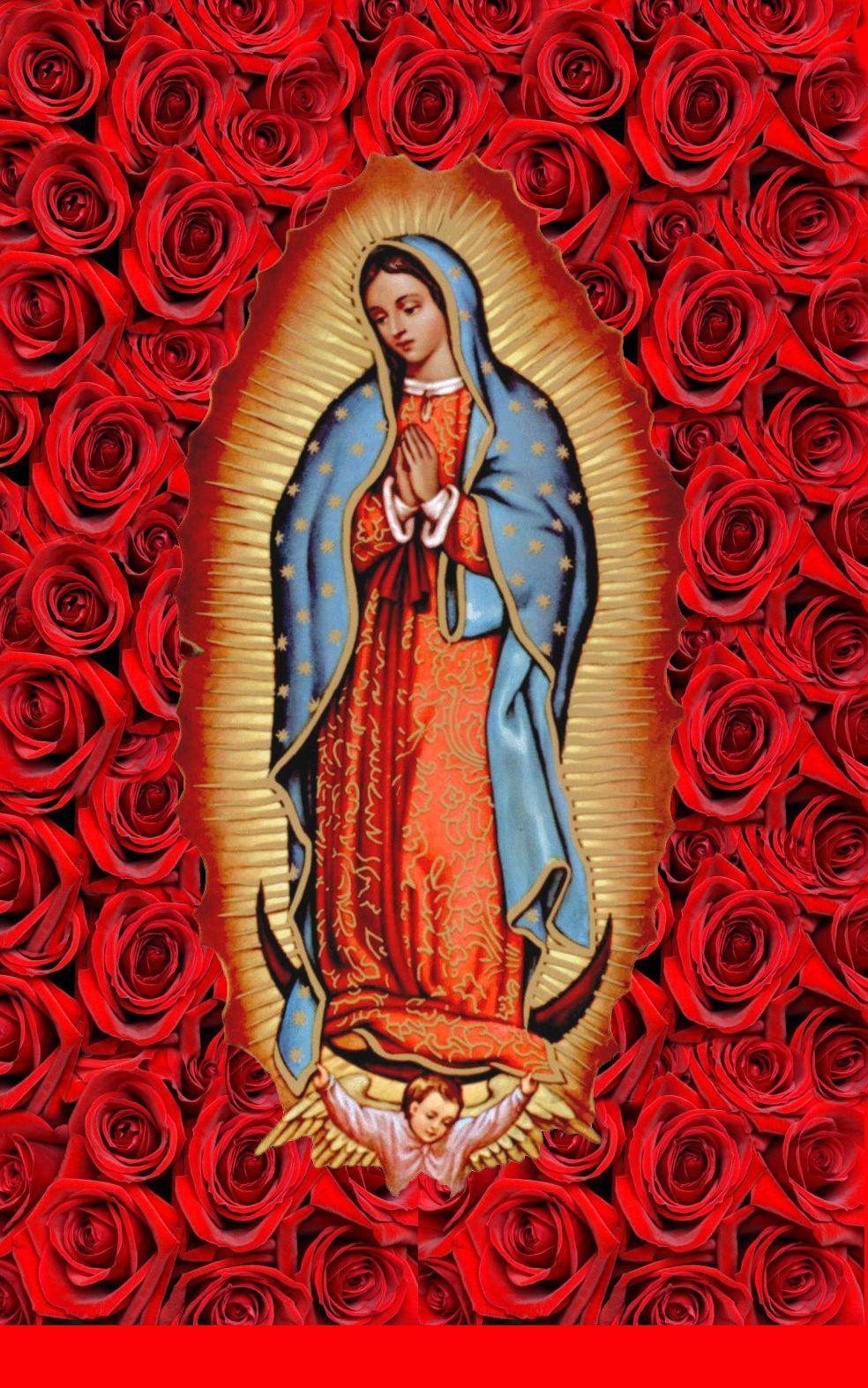 Madonna di Guadalupe con rose rosse, 984x1573 Full HD Verticale, iPhone