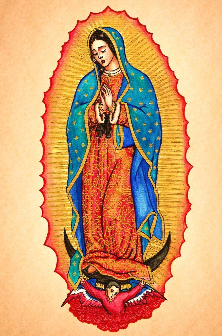 Virgen de Guadalupe illustrazione, Madonna di Guadalupe, 900x1359 Full HD Verticale, Smartphone