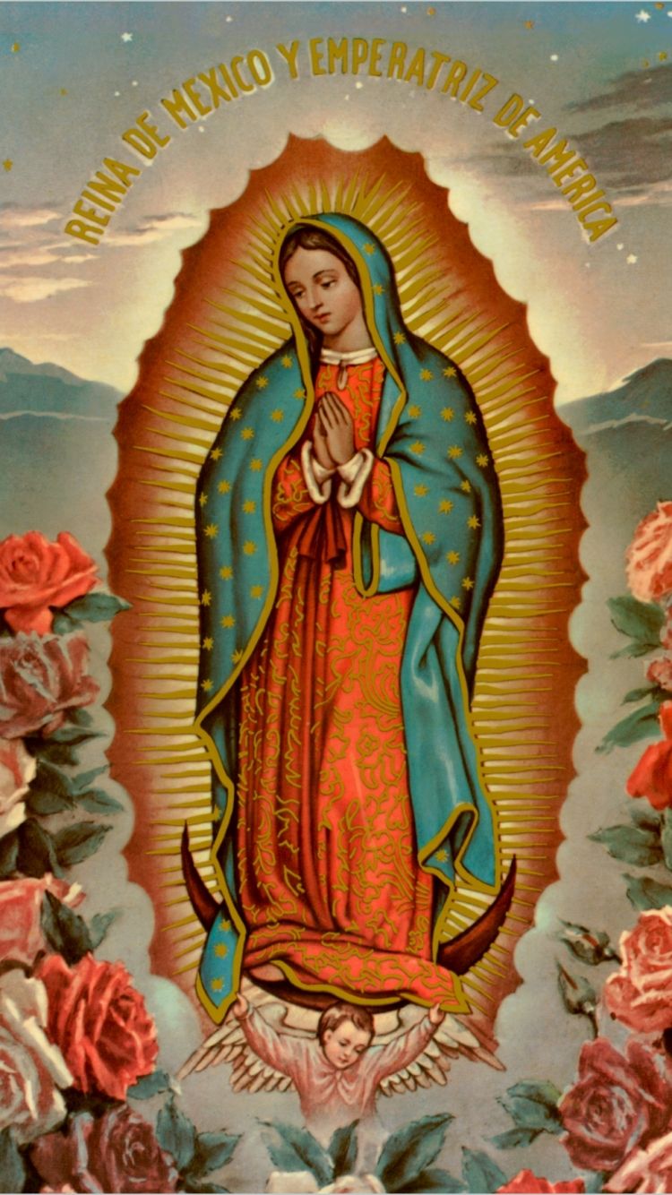 Madonna di Guadalupe con rose, 750x1334 Verticale, Telefono