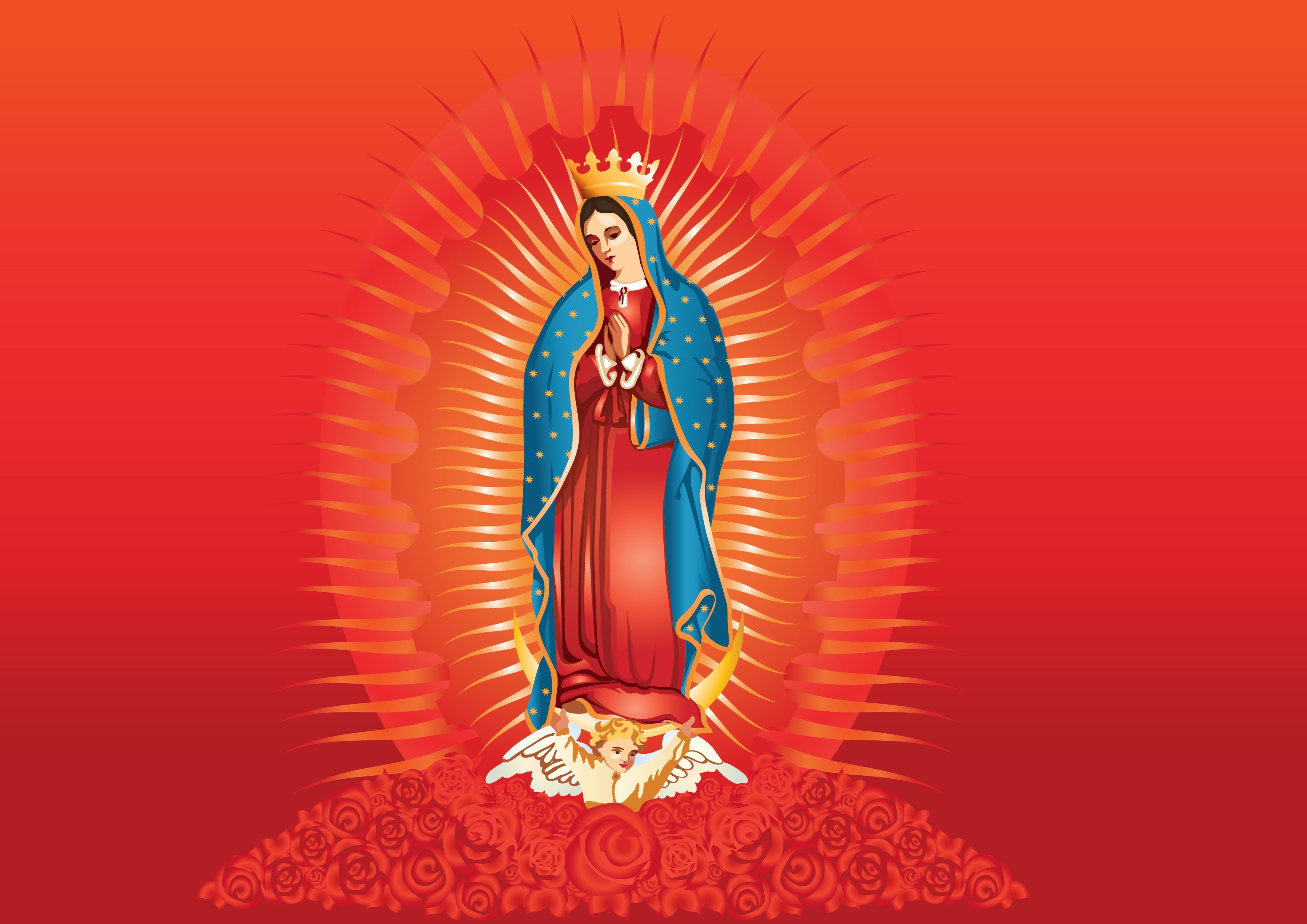 Madonna di Guadalupe, sfondo rosso, 3507x2480 WQXGA, Laptop