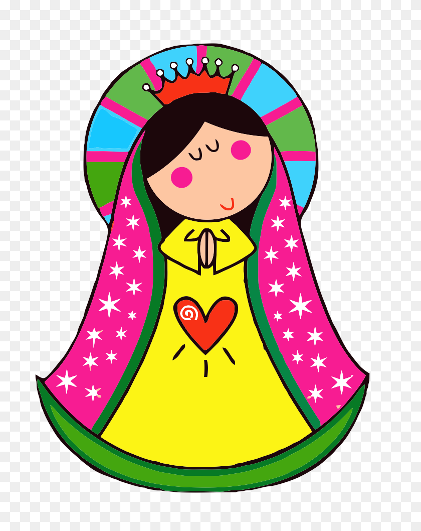 Madonna di Guadalupe cartoon colorata, 840x1058 Verticale, Mobile