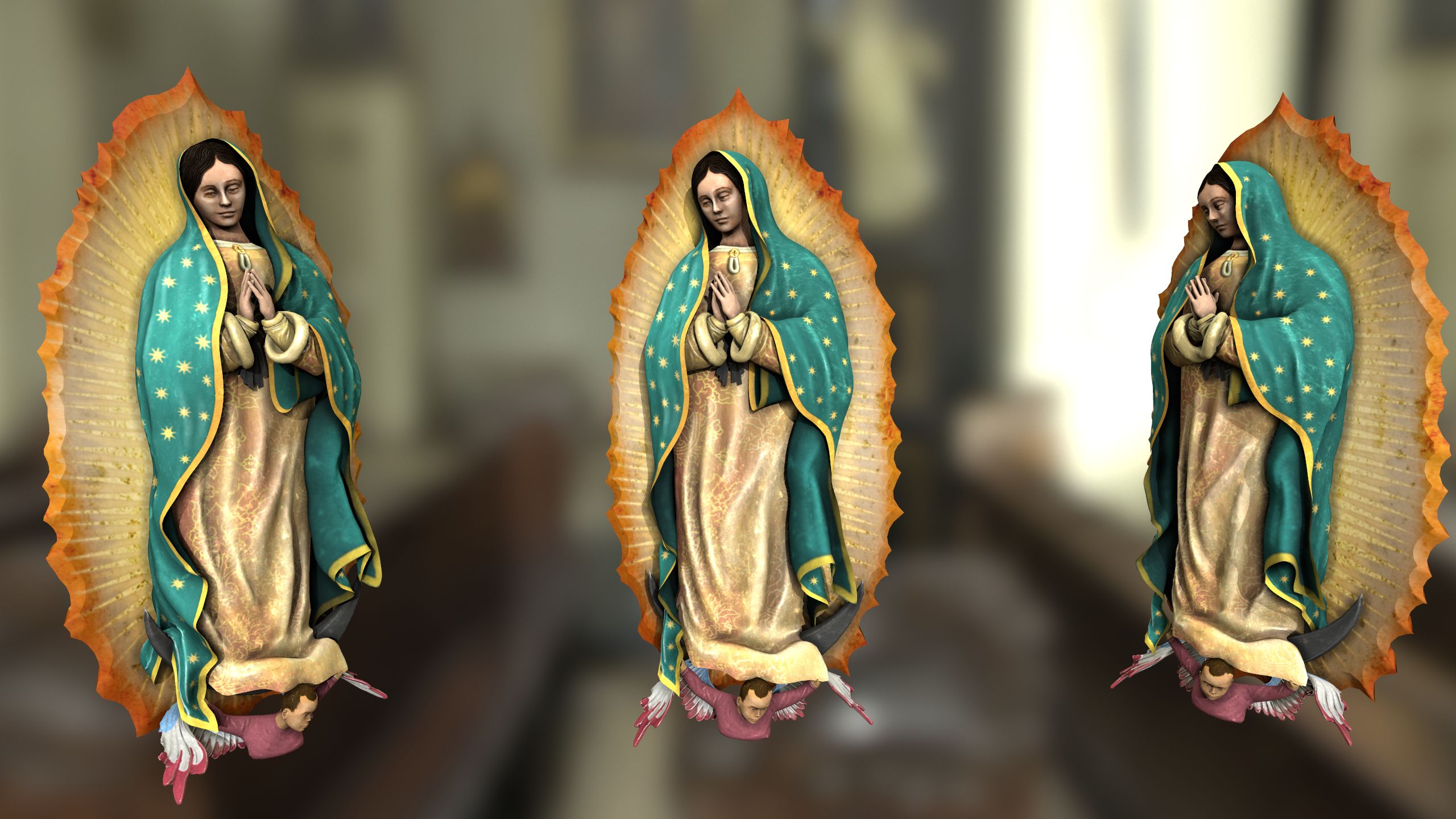 Madonna di Guadalupe statue ripetute, 2560x1440 QHD, Laptop