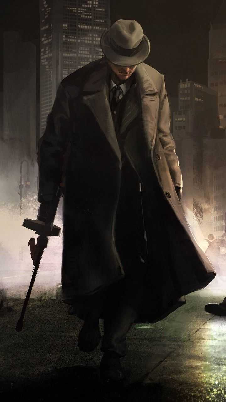 Gangster con mitra e cappello, 720x1280 Full HD Verticale, iPhone