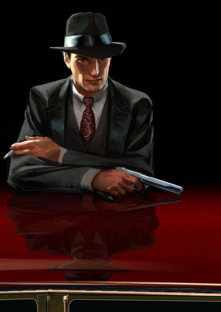Uomo mafia con pistola, 748x1058 Verticale, Mobile